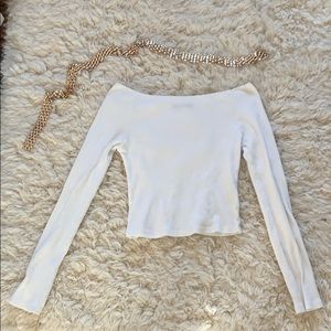 White brandy off the shoulders top